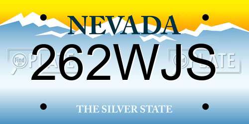 262WJS Nevada License Plate