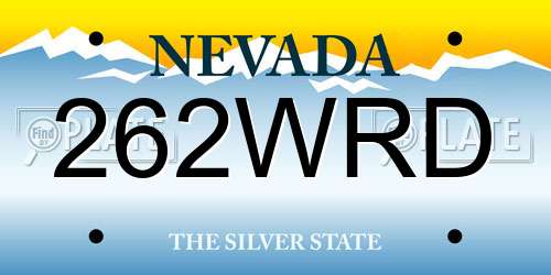 262WRD Nevada License Plate
