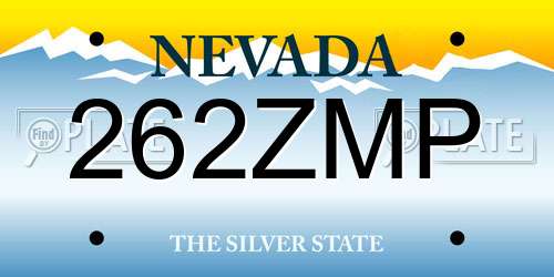 262ZMP Nevada License Plate