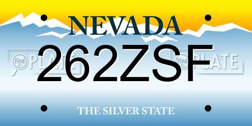262ZSF Nevada License Plate