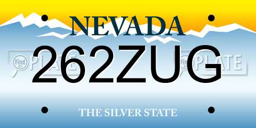 262ZUG Nevada License Plate