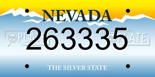 263335 Nevada License Plate