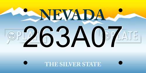 263A07 Nevada License Plate