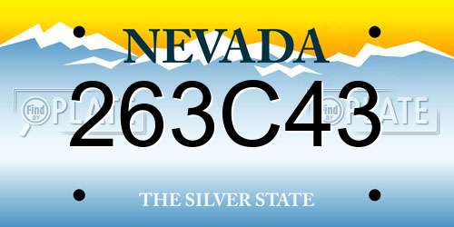 263C43 Nevada License Plate