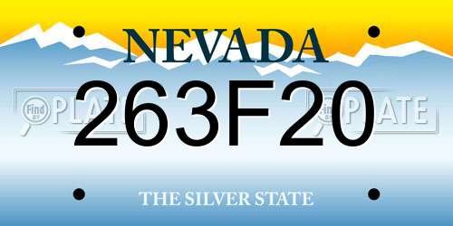 263F20 Nevada License Plate