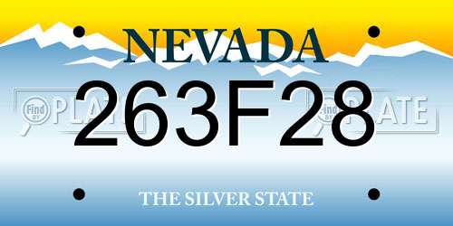 263F28 Nevada License Plate