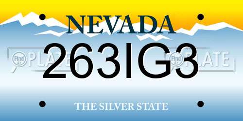 263IG3 Nevada License Plate