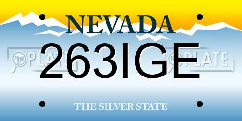 263IGE Nevada License Plate