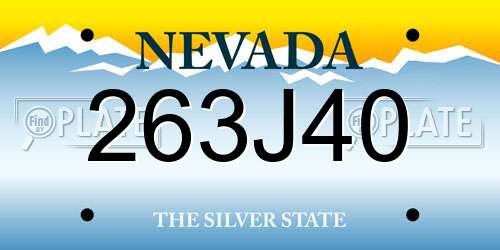 263J40 Nevada License Plate