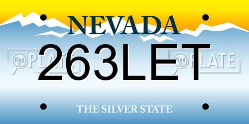 263LET Nevada License Plate