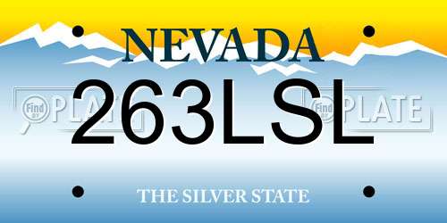 263LSL Nevada License Plate