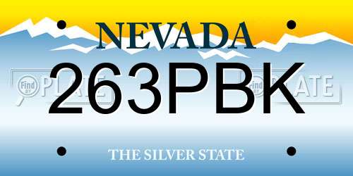 263PBK Nevada License Plate