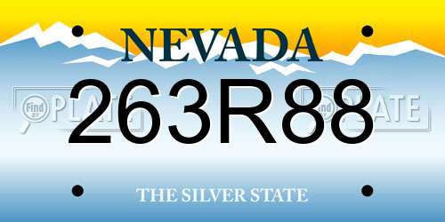 263R88 Nevada License Plate