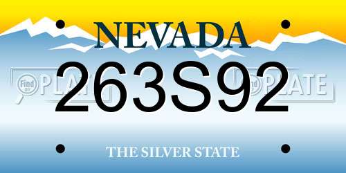 263S92 Nevada License Plate