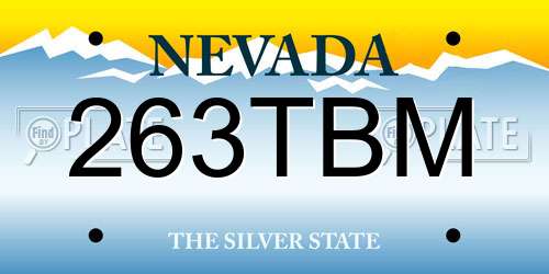263TBM Nevada License Plate