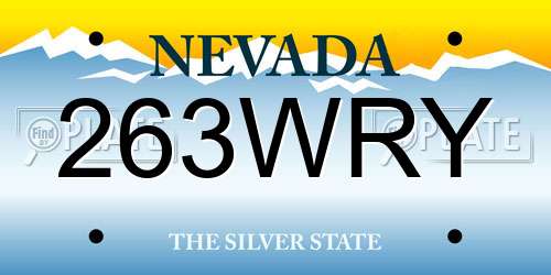 263WRY Nevada License Plate