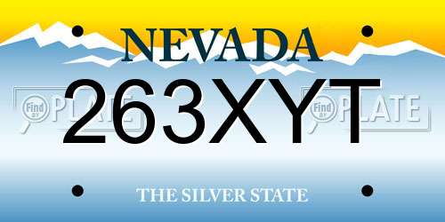 263XYT Nevada License Plate