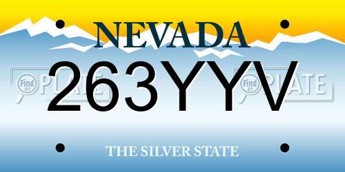 263YYV Nevada License Plate