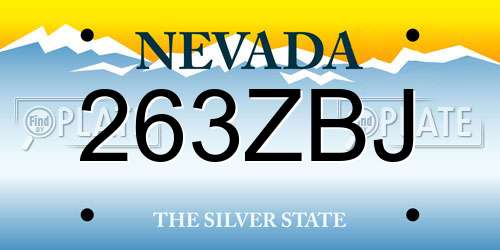 263ZBJ Nevada License Plate