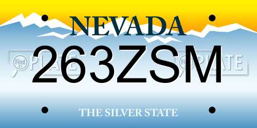 263ZSM Nevada License Plate