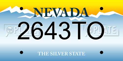 2643TO Nevada License Plate