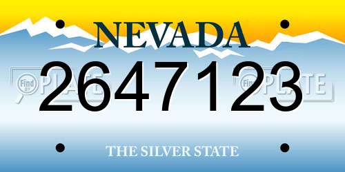 2647123 Nevada License Plate