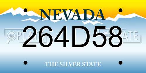 264D58 Nevada License Plate