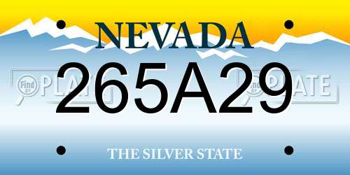 265A29 Nevada License Plate