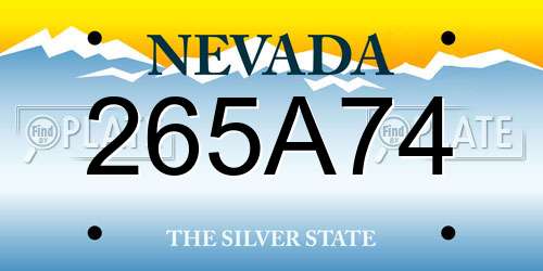 265A74 Nevada License Plate