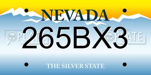 265BX3 Nevada License Plate