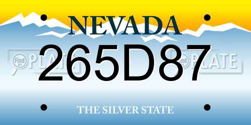 265D87 Nevada License Plate