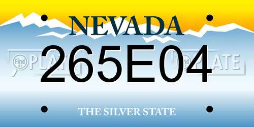 265E04 Nevada License Plate