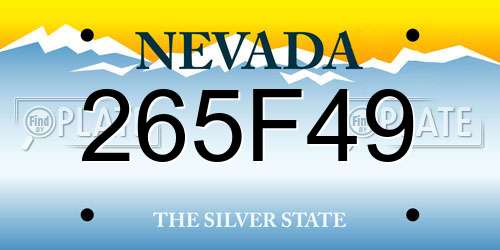 265F49 Nevada License Plate