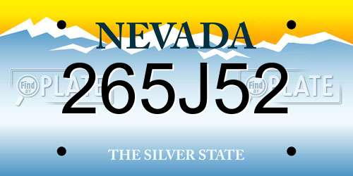 265J52 Nevada License Plate