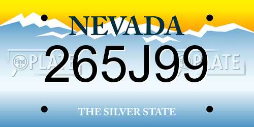 265J99 Nevada License Plate