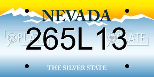 265L13 Nevada License Plate