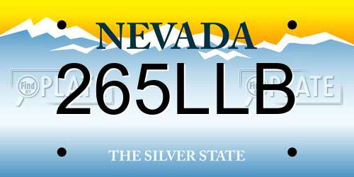 265LLB Nevada License Plate
