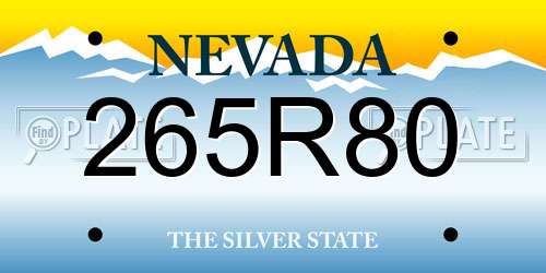 265R80 Nevada License Plate