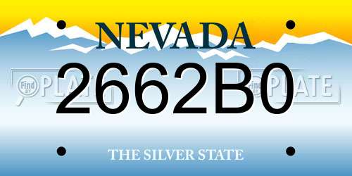 2662B0 Nevada License Plate