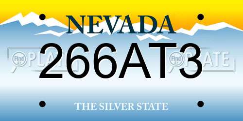 266AT3 Nevada License Plate