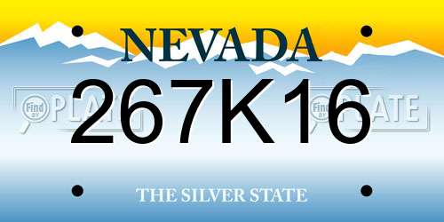 267K16 Nevada License Plate