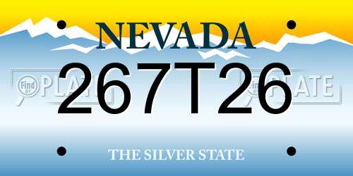 267T26 Nevada License Plate
