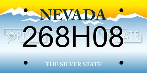 268H08 Nevada License Plate
