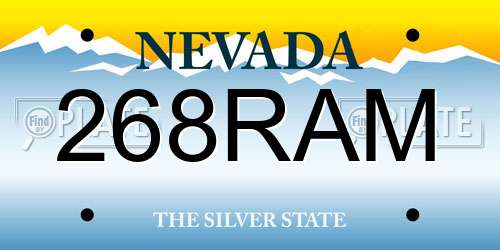 268RAM Nevada License Plate