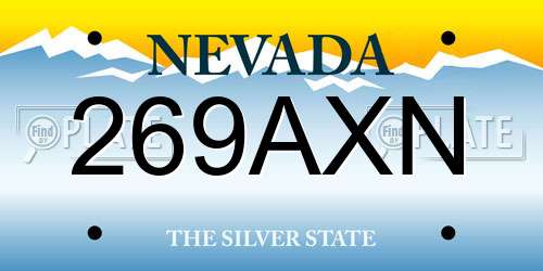269AXN Nevada License Plate