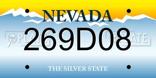 269D08 Nevada License Plate