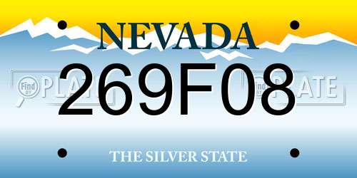 269F08 Nevada License Plate
