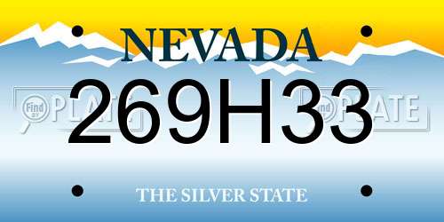 269H33 Nevada License Plate