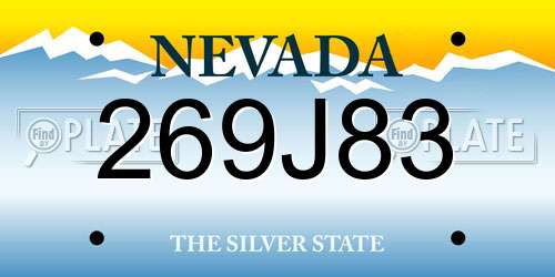 269J83 Nevada License Plate