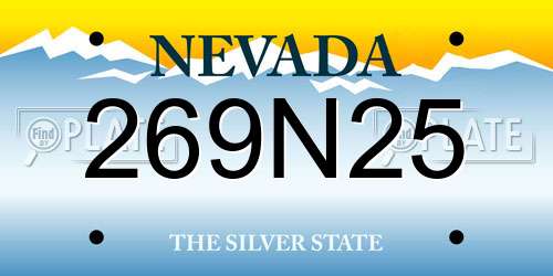 269N25 Nevada License Plate